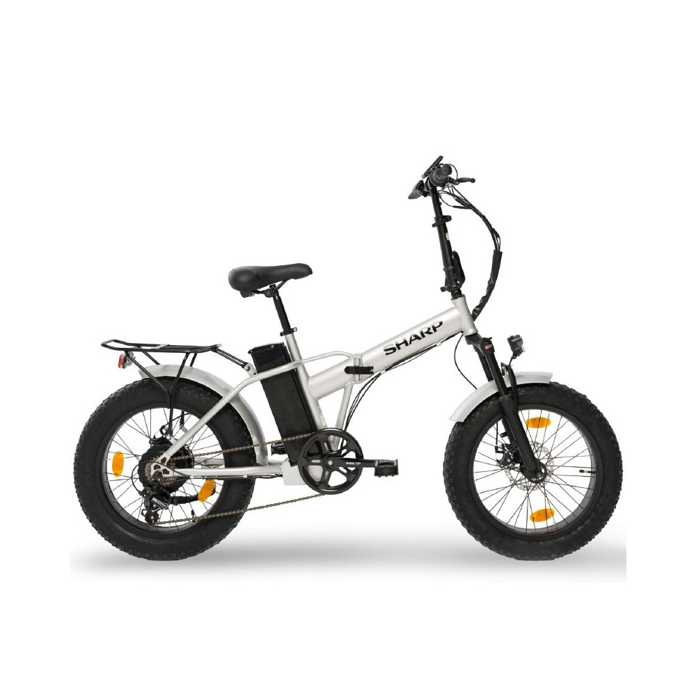 SHARP BK-FM03-ES - BICICLETTA ELETTRICA PIEGHEVOLE FAT E-BIKE (SILVER) - RUOTE 20""X4"" - MOTORE 250W - BATTERIA 48V 13AH - TELA