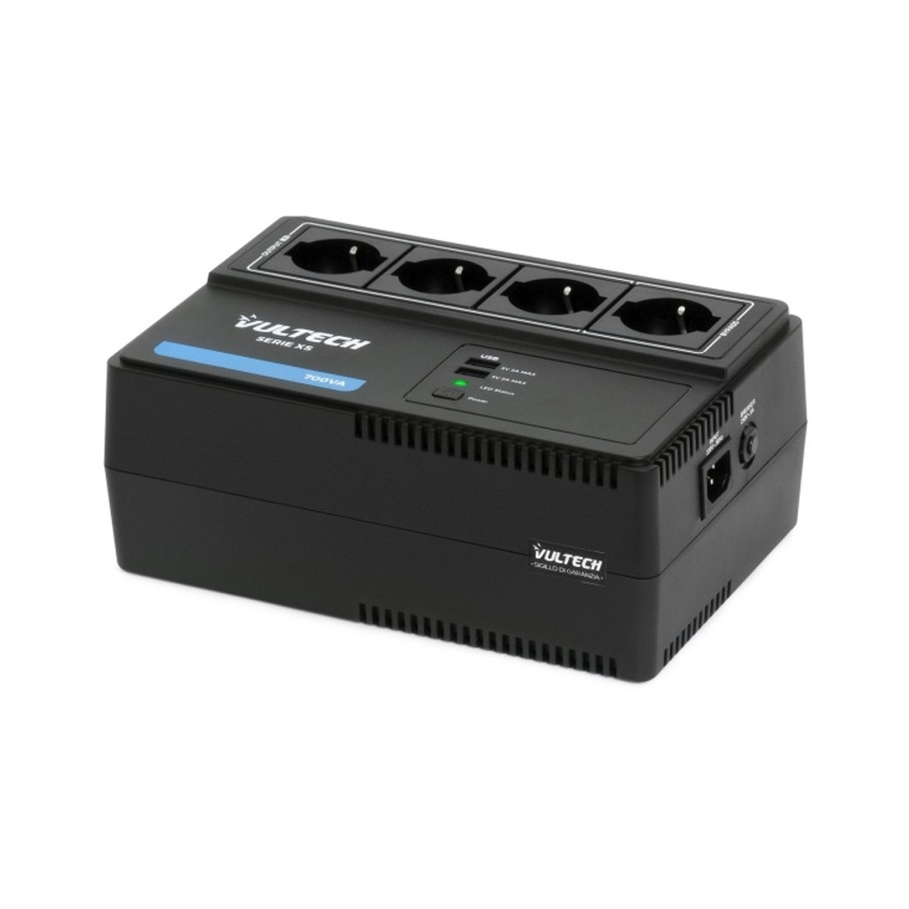 VULTECH UPS700VA-XS - UPS LINE INTERACTIVE CON ONDA PSEUDOSINUSOIDALE 700VA - 2 USB VULUPS700VA-XS