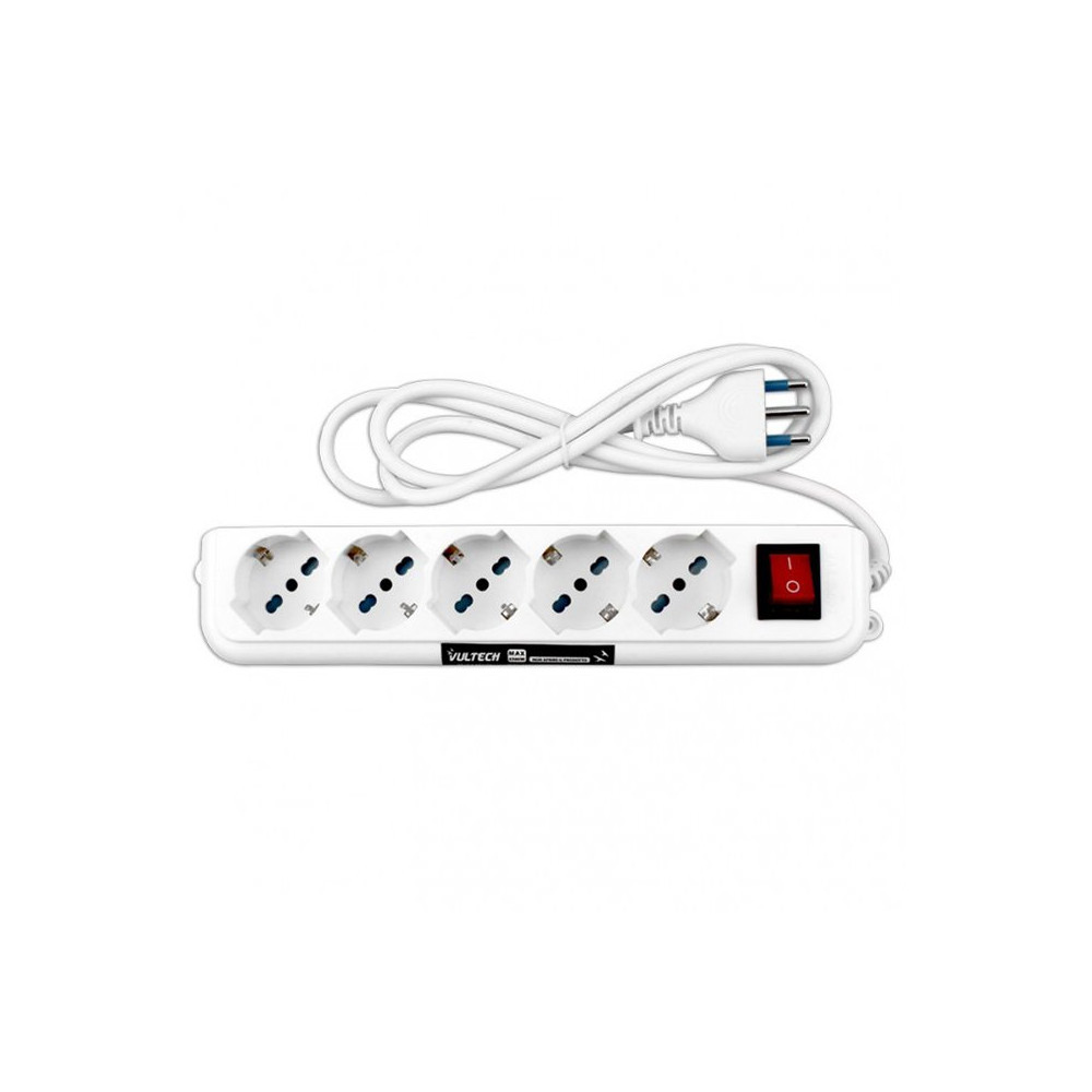 VULTECH MU-01 - MULTIPRESA BIPASSO 5 INGRESSI CON TASTO ON/OFF VULMU-01