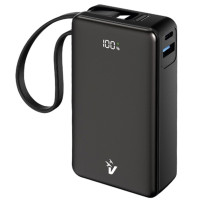 VULTECH VPB-LP10BK - POWER BANK 10.000 MAH - LCD - USB-A + USB-C - QUICKCHARGE 35W - CAVO INTEGRATO VULVPB-LP10BK