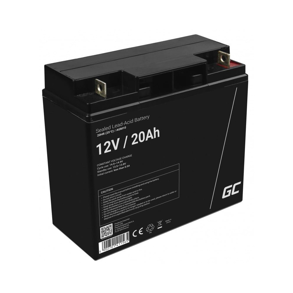 Green Cell Batteria AGM 12V 20Ah ricaricabile sigillata VRLA | Per UPS, allarmi, giocattoli elettrici, impianti solari, scooter,