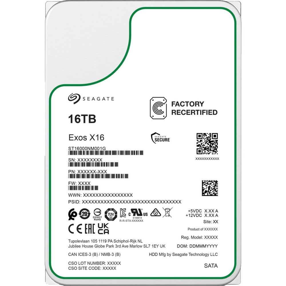 RIGENERATO HDD Seagate Exos X16 ST16000NM001G 16TB Sata 256MB