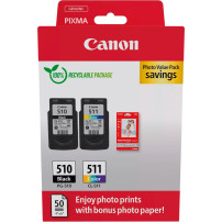 Canon PG-510+CL-511 nero / differenti colori / Bianco Value Pack (+ 10x15 cm Fotopapier 50 Blatt)