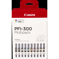 Canon PFI-300 10 Tintentanks Multipack Nero (opaco) / Nero (Foto) / ciano / magenta / giallo / ciano / magenta / Rosso / Grigio 