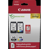 Canon PG-545 + CL-546 nero / differenti colori / Bianco Value Pack (+ 10x15 cm Fotopapier 50 Blatt)