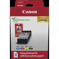 Canon CLI-581 nero / ciano / magenta / giallo Value Pack (+ 10x15 cm Fotopapier 50 Blatt)