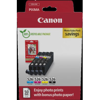 Canon CLI-526 nero / ciano / magenta / giallo Value Pack (+ 10x15 cm Fotopapier 50 Blatt)