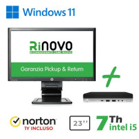 RINOVO HP ULTRA MINI PC DM REFURBISHED 600800 G3 I5-7X00 16GB 256GB W11P+MONITOR HP LA2306X +NORTON