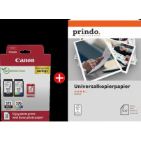 Canon PG-575+CL-576 MCVP nero / differenti colori / Bianco / Bianco Value Pack (+ Prindo Universal Papier 500 Blatt)