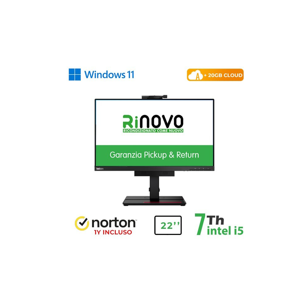 RINOVO LENOVO LCDPC TINY IN ONE THINKCENTRE REFURBISHED M710Q TIO 22" I5-7X00 16GB 256SSD W11P CLOUD