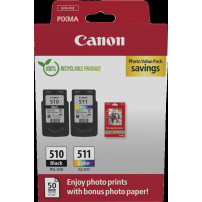 Canon PG-510+CL-511 nero / differenti colori / Bianco Value Pack (+ 10x15 cm Fotopapier 50 Blatt)