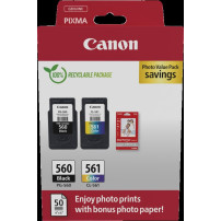 Canon PG-560+CL-561 nero / differenti colori / Bianco Value Pack (+ 10x15 cm Fotopapier 50 Blatt)