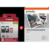 Canon PG-560+CL-561 MCVP nero / differenti colori / Bianco / Bianco Value Pack (+ Prindo Universal Papier 500 Blatt)