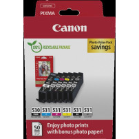 Canon PGI-530+CLI-531 nero / ciano / magenta / giallo / Grigio Value Pack (+ 10x15 cm Fotopapier 50 Blatt)
