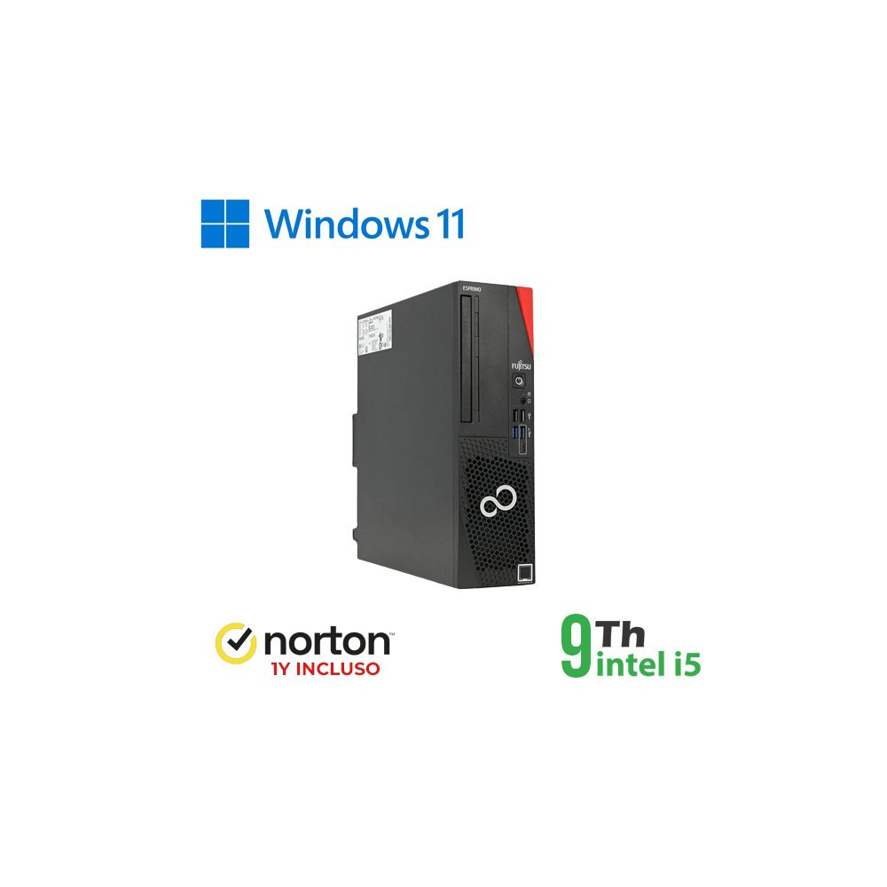 RINOVO FUJITSU PC ESPRIMO D588 SFF REFURBISHED I5-9X00 DDR4 8GB SSD 256GB W11P NO DVD 1Y+ NORTON