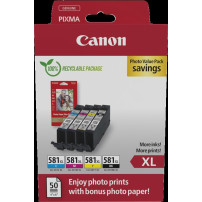 Canon CLI-581 XL nero / ciano / magenta / giallo Value Pack (+ 10x15 cm Fotoglanzpapier Plus II 50 Blatt)