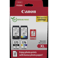 Canon PG-575XL+CL-576XL nero / differenti colori / Bianco Value Pack (+ 10x15 cm Fotopapier 50 Blatt)