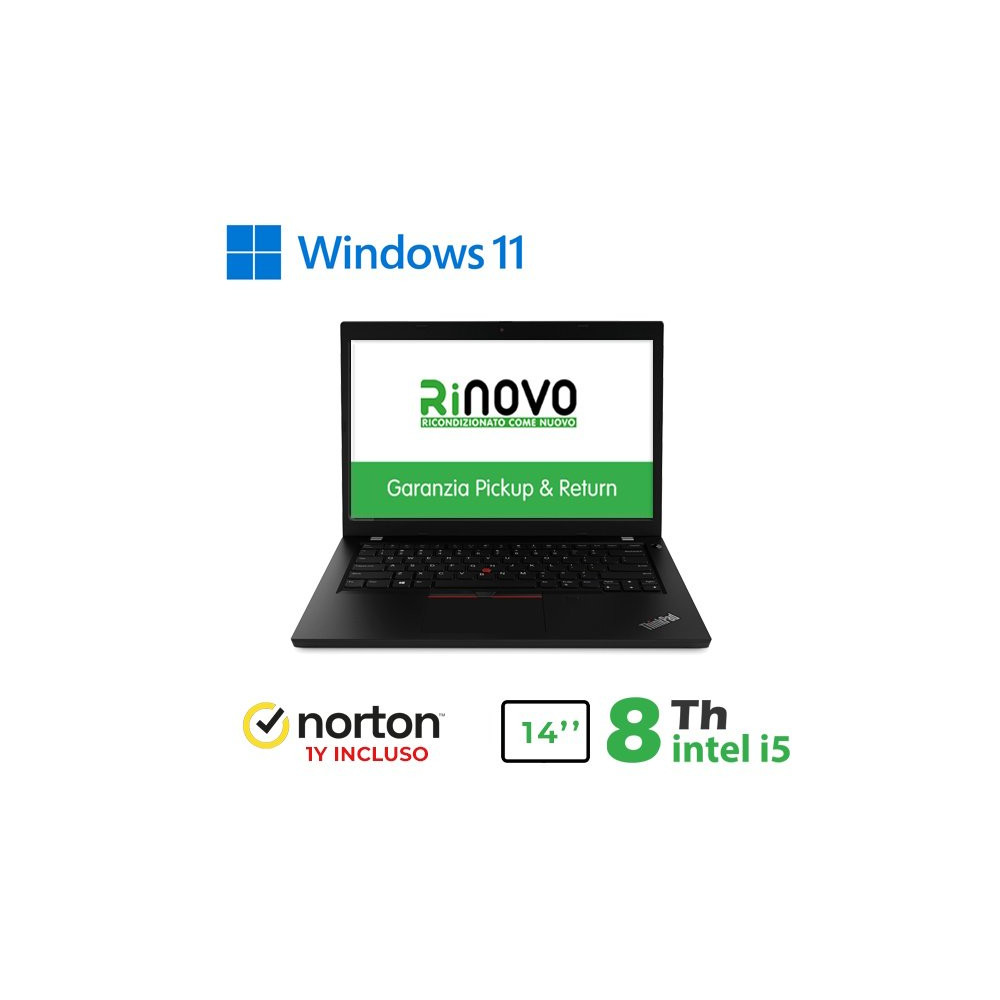 RINOVO LENOVO NB REFURBISHED THINKPAD L490 I5-8X00 DDR4 16GB SSD 240GB TOUCH W11P NO DVD GRADE A1Y +