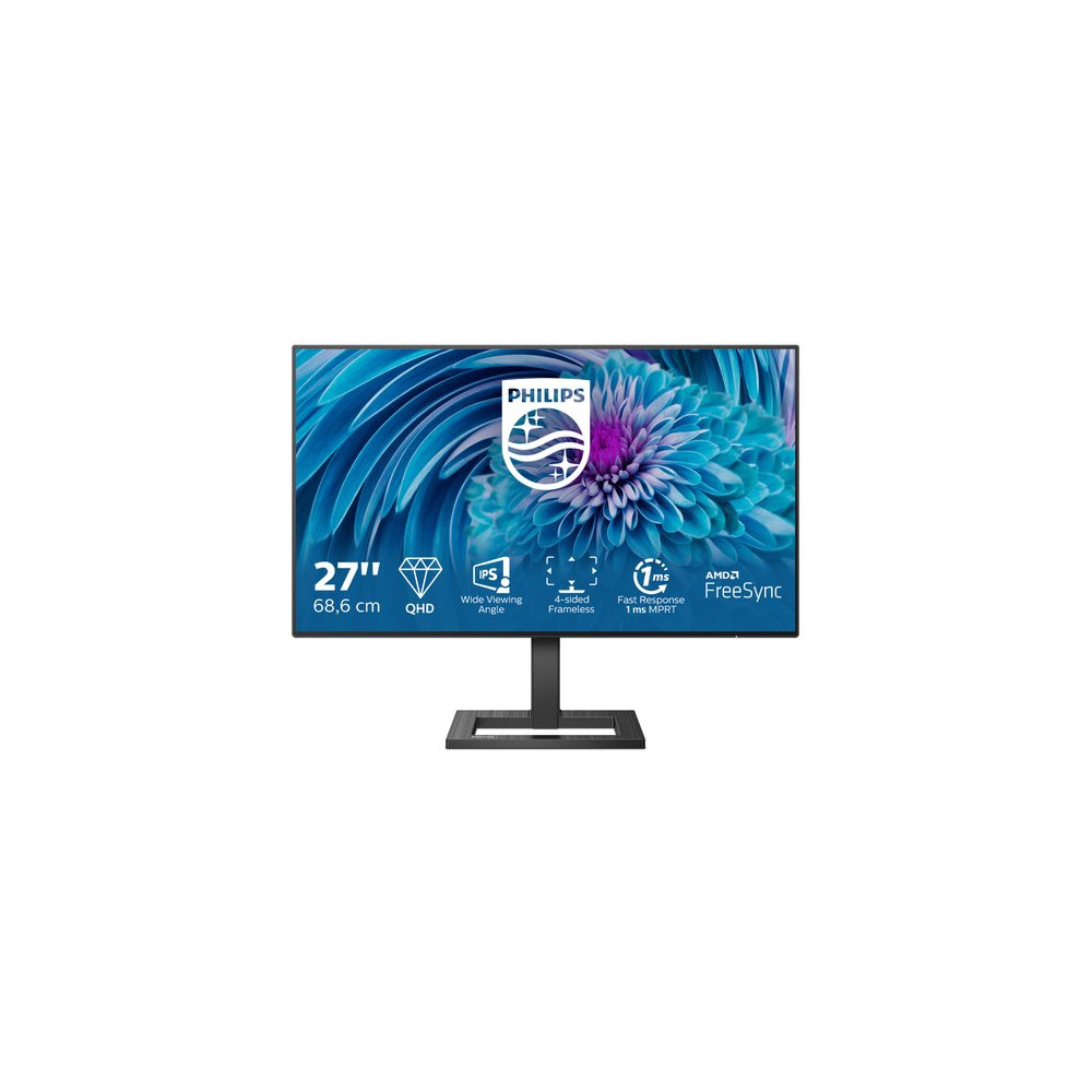 PHILIPS MONITOR 27" LED IPS QHD 16:9 1MS 75HZ, 350 CDM, DP/HDMI, REG ALTEZZA, MULTIMEDIALE