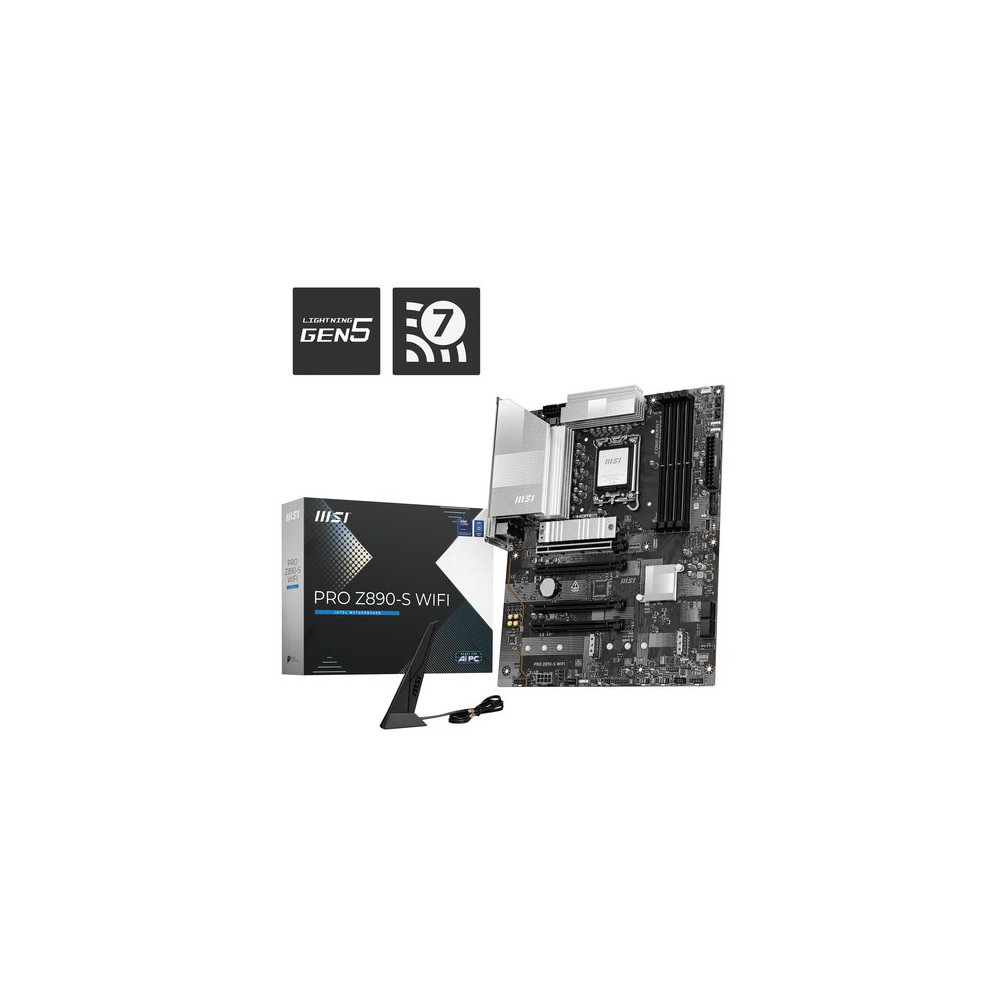 MSI MB PRO Z890-S WIFI , Z890,LGA1851,4DDR5,4PCI-EX16,3M.2,1USB 40G,2USB 20G,8USB 5G, 4USB 2.0