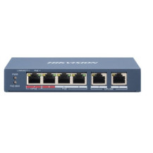 HIKVISION SWITCH 10/100 HI-POE METALLICO L2, UNMANAGED, 4 10/100M RJ45 POE PORTS, 2 10/100M RJ45 UPL