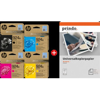 HP + Prindo Universal Papier 500 Blatt nero / ciano / magenta / giallo / Bianco Value Pack (924e MCVP)