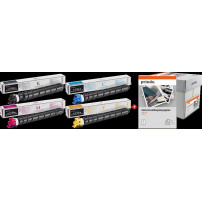 Kyocera TK-8345 MCVP 01 nero / ciano / magenta / giallo / Bianco Value Pack (+ Prindo Universal Papier 2500 Blatt)