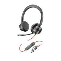 HP Poly Cuffie stereo Poly Blackwire 8225 con connettore USB-C + adattatore USB-C/A