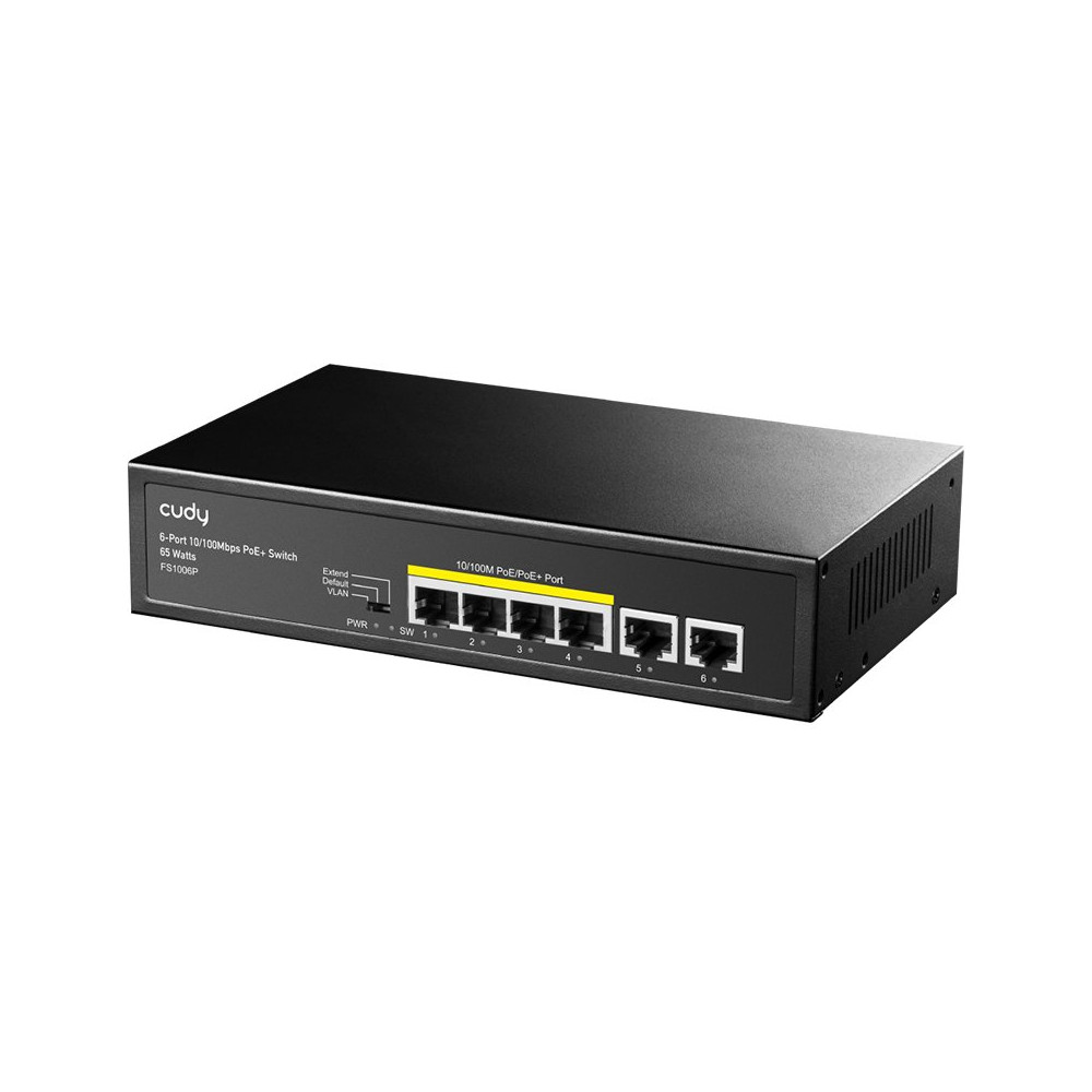 CUDY FS1006P - UNMANAGED SWITCH 6 PT 10/100 MBPS CON 4PT POE CUDFS1006P