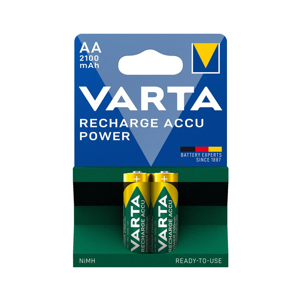 VARTA RECHARGE ACCU POWER - BLISTER 2 BATTERIE STILO AA RICARICABILI 2100mAh VAR-STILO-RICAR
