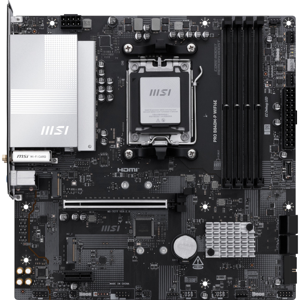 MB MSI PRO B840M-P WIFI6E AM5 4DDR5 2PCIE 3M2 3SATA 1DVI MATX