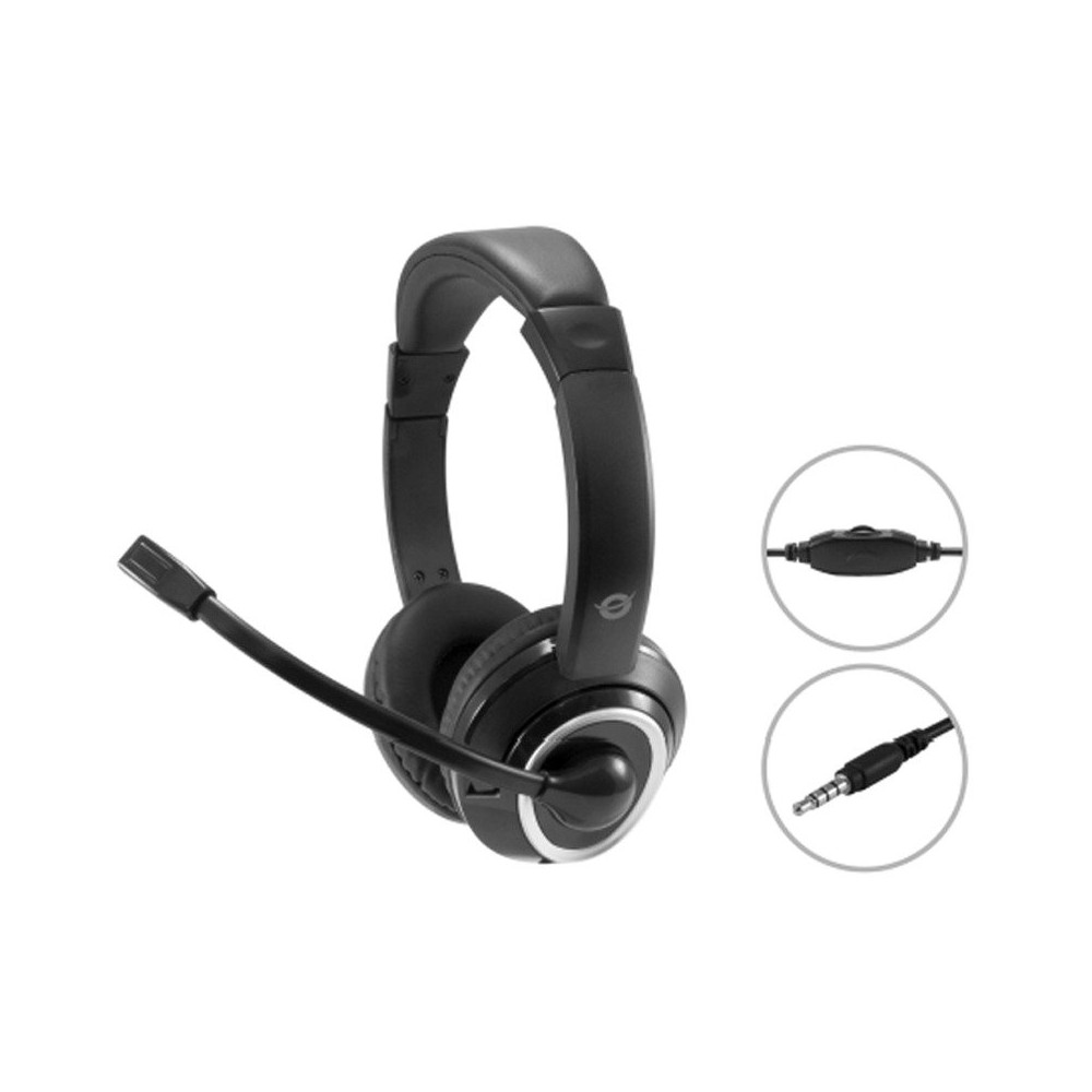 CONCEPTRONIC POLONA02B - CUFFIE OVEREAR - MICROFONO - CONTROLLO VOLUME - JACK 3.5 CONPOLONA02B