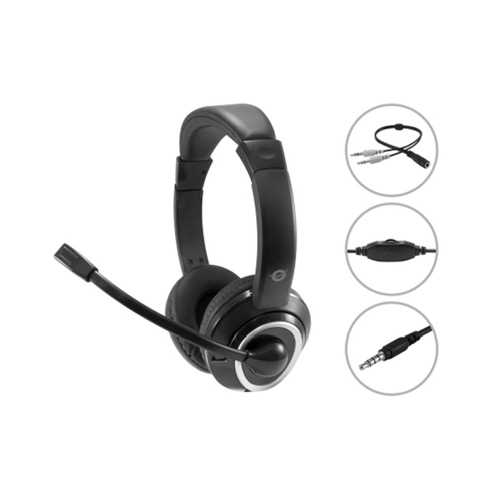 CONCEPTRONIC POLONA02BA - CUFFIE OVEREAR - MICROFONO - CONTROLLO VOLUME - JACK 3.5 + SPLIT CABLE CONPOLONA02BA