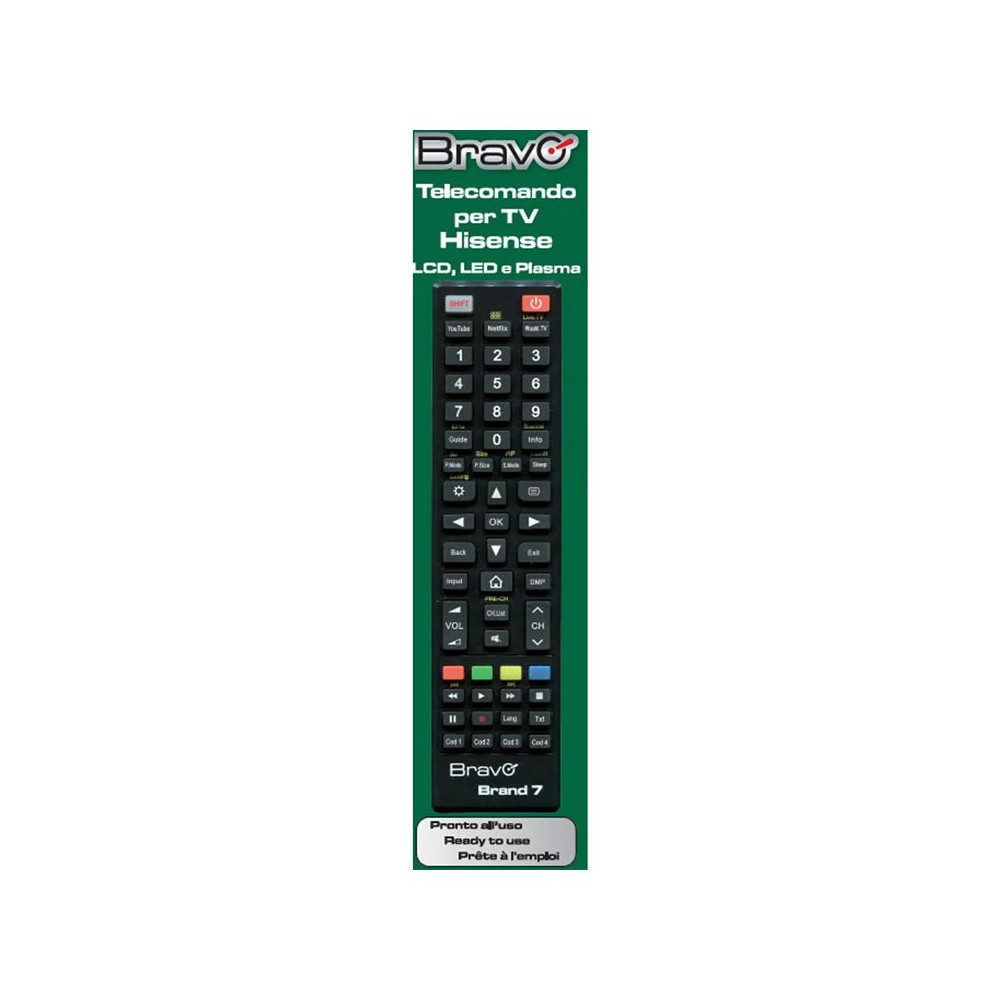 BRAVO BRAND 7 (90202067) - TELECOMANDO COMPATIBILE PER TV HISENSE BRABRAND7