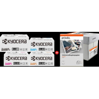 Kyocera TK-5450 MCVP nero / ciano / magenta / giallo / Bianco Value Pack (+ Prindo Universal Papier 2500 Blatt)