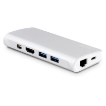 DOCKING TYPE C 9P TRAVELDOCK SILVER HDMI-VGA-MDP-2*USB-SD-MSD-USBC-GIGA