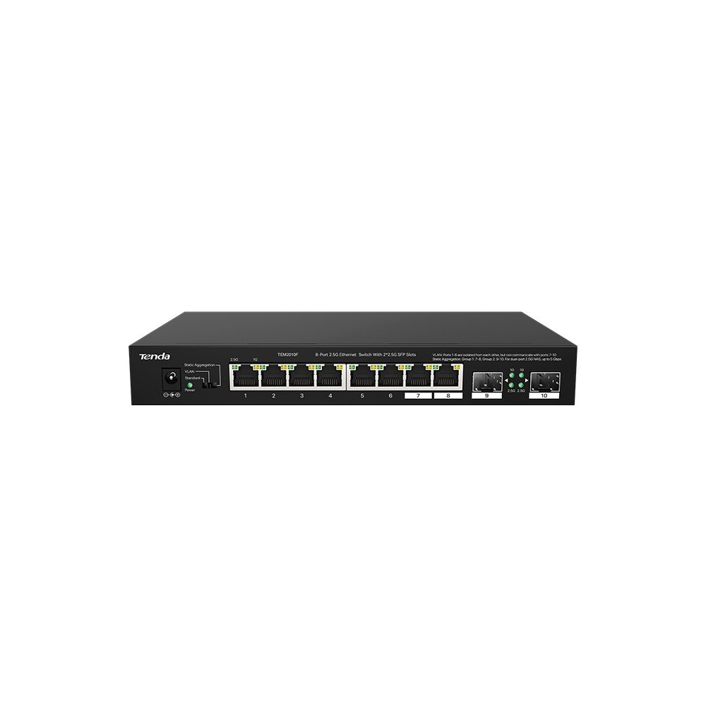 TENDA TEM2010F - SWITCH ETHERNET 8 PORTE 2.5 GBPS + 2 PORTE SFP 2.5 GBPS TENTEM2010F