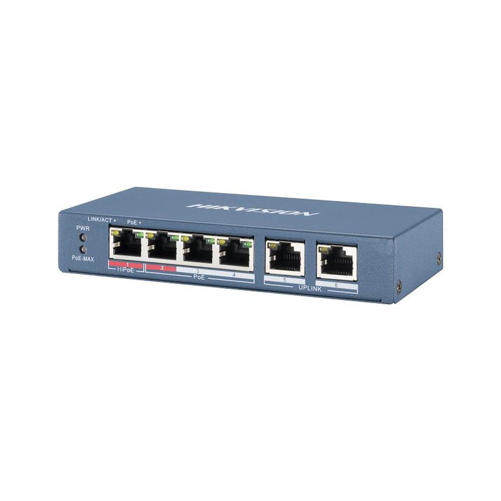 HIKVISION DS-3E0106HP-E - UNMANAGED SWITCH 4PT POE 10/100 2PT UPLINK 1PT HI-POE 60W HIKDS-3E0106HP-E