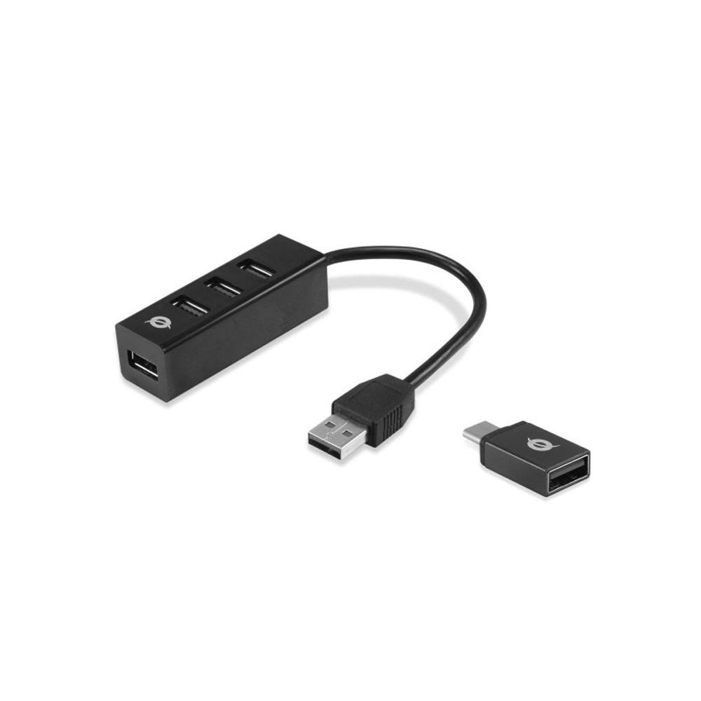 CONCEPTRONIC HUBBIES04B - HUB USB-A 4-PT USB-A 3.0 (ADATT. USB-C INCLUSO) CONHUBBIES04B