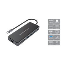 CONCEPTRONIC DONN15G - DOCKING STATION 12-IN-1 USB-C (M) 3.2 / HDMI, VGA, USB-C DATA, USB 3.0, USB 2.0, SD, TF/MICROSD, AUDIO, G