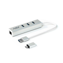 HUB USB 3.0 3P ADATTATORE TYPE-C SL 3*USB 3.0 + RJ45 ADJ