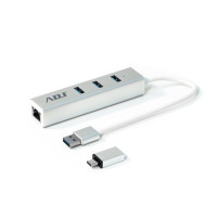 HUB USB 3.0 3P ADATTATORE TYPE-C SL 3*USB 3.0 + RJ45 ADJ