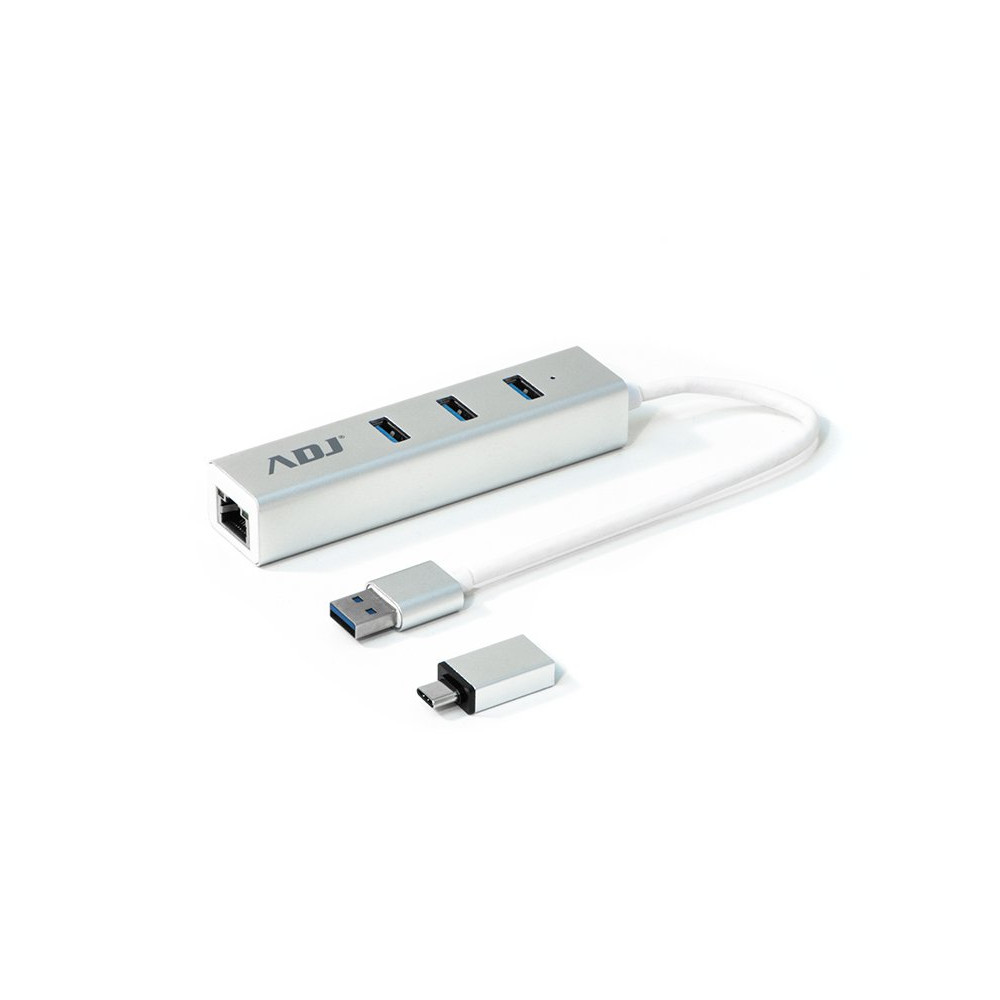 HUB USB 3.0 3P ADATTATORE TYPE-C SL 3*USB 3.0 + RJ45 ADJ