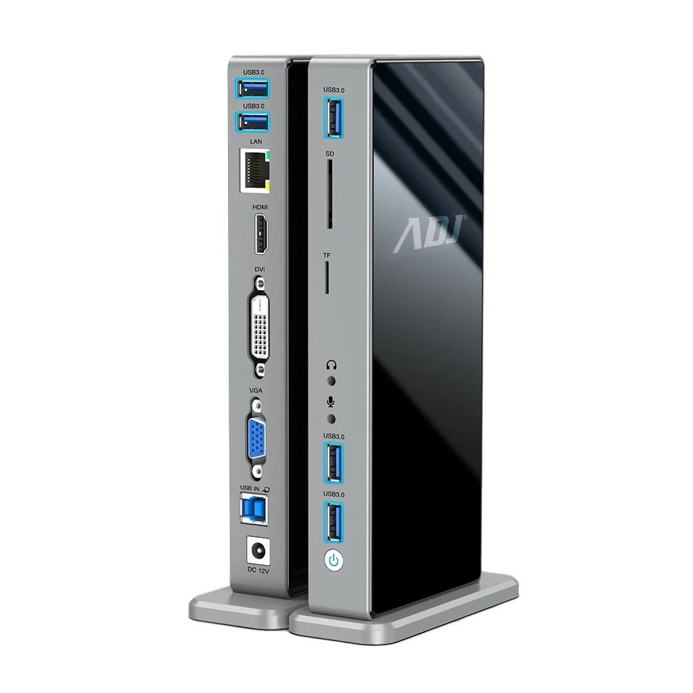 DOCKING STATION 15IN1 USB3.0 YORK HDMI+DVI+VGA+LAN+5*USB+SD/TF+3.5MM