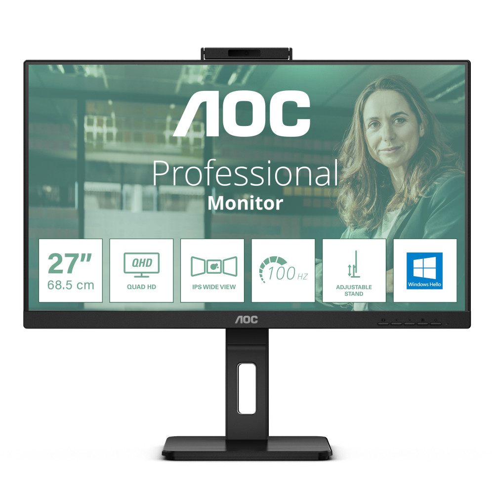 MON 27IPS QHD HDMI DP MM PIVOT AOC Q27P3CW WEBCAM REG ALTEZZA USBC