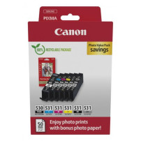 ORIGINAL Canon Value Pack nero / ciano / magenta / giallo / Grigio PGI-530+CLI-531 + 10x15 cm Fotopapier 50 Blatt ~2705 Seiten
