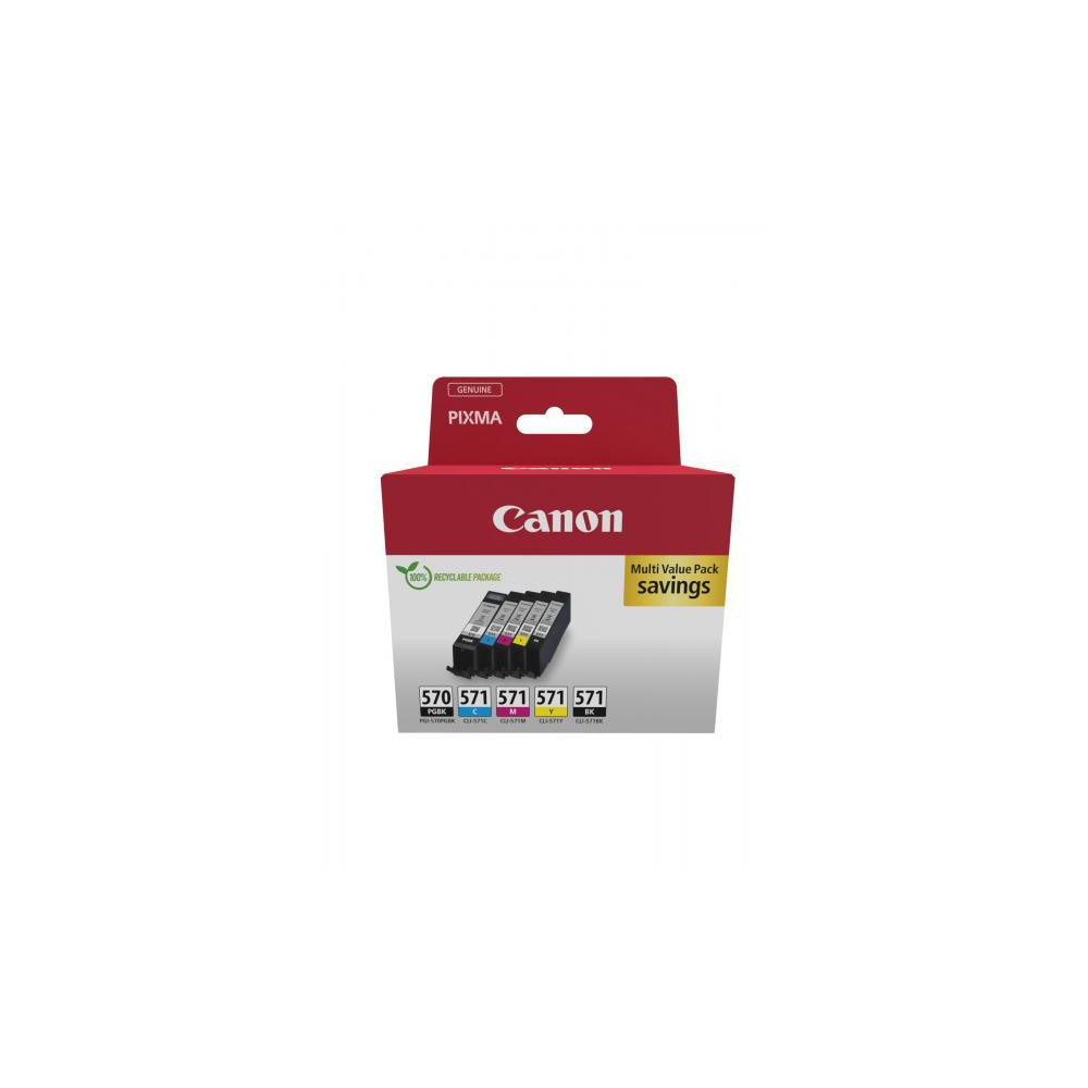 ORIGINAL Canon Multipack nero / nero / ciano / magenta / giallo PGI-570+CLI-571 0372C006 ~1674 Seiten