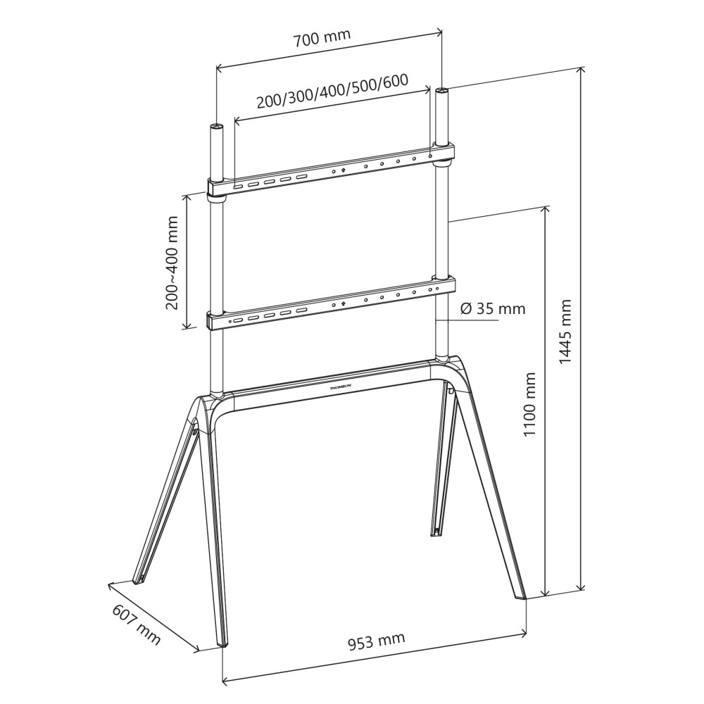 STAFFA  PAVIMENTO PER TV 55-86 LOAD 60KG 600X400 BIANCO METAL