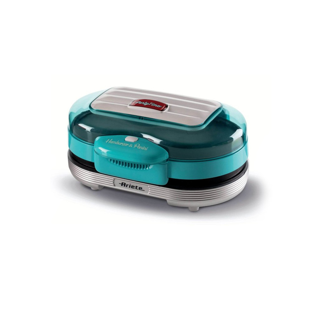 ARIETE HAMBURGER MAKER (CELESTE) (PARTY TIME) (0205/01) - GRIGLIA ELETTRICA DA TAVOLO - DOPPIA PIASTRA - 1200W ARI0205/01