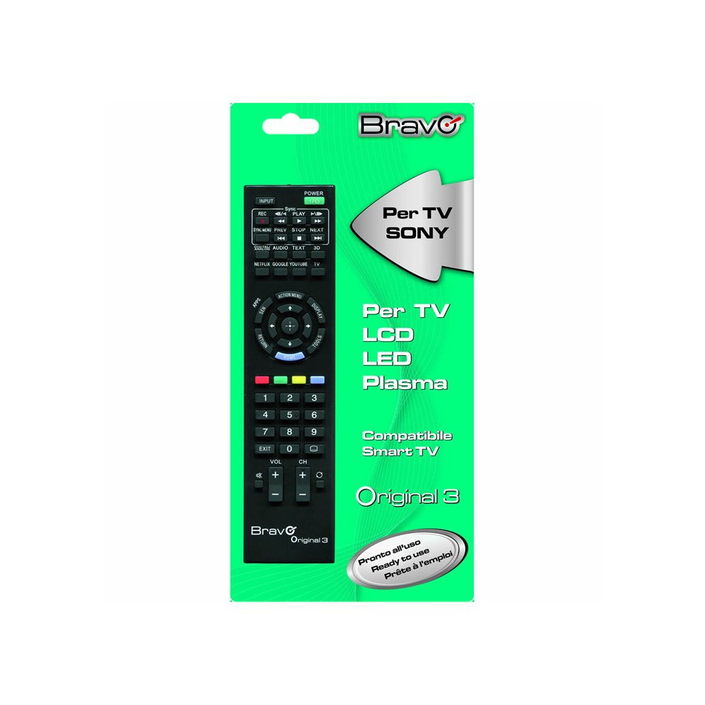 BRAVO ORIGINAL 3 (90202049) - TELECOMANDO COMPATIBILE FEDELMENTE RIPRODOTTO PER TV SONY BRAORIGINAL3